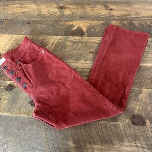 Madewell Cali demi boot Corduroy Flare Button Fly Jeans Rust Red Women's Size 26